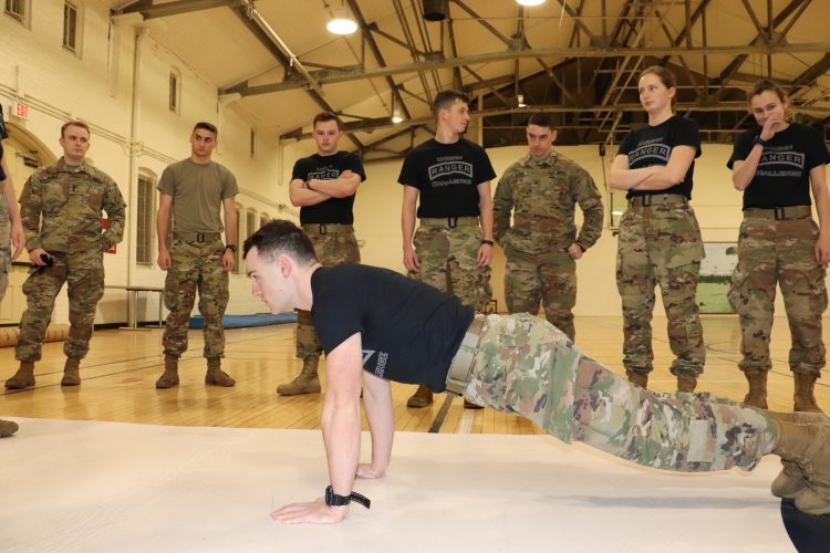 Ranger Challenge cadet demonstrates proper push-up form